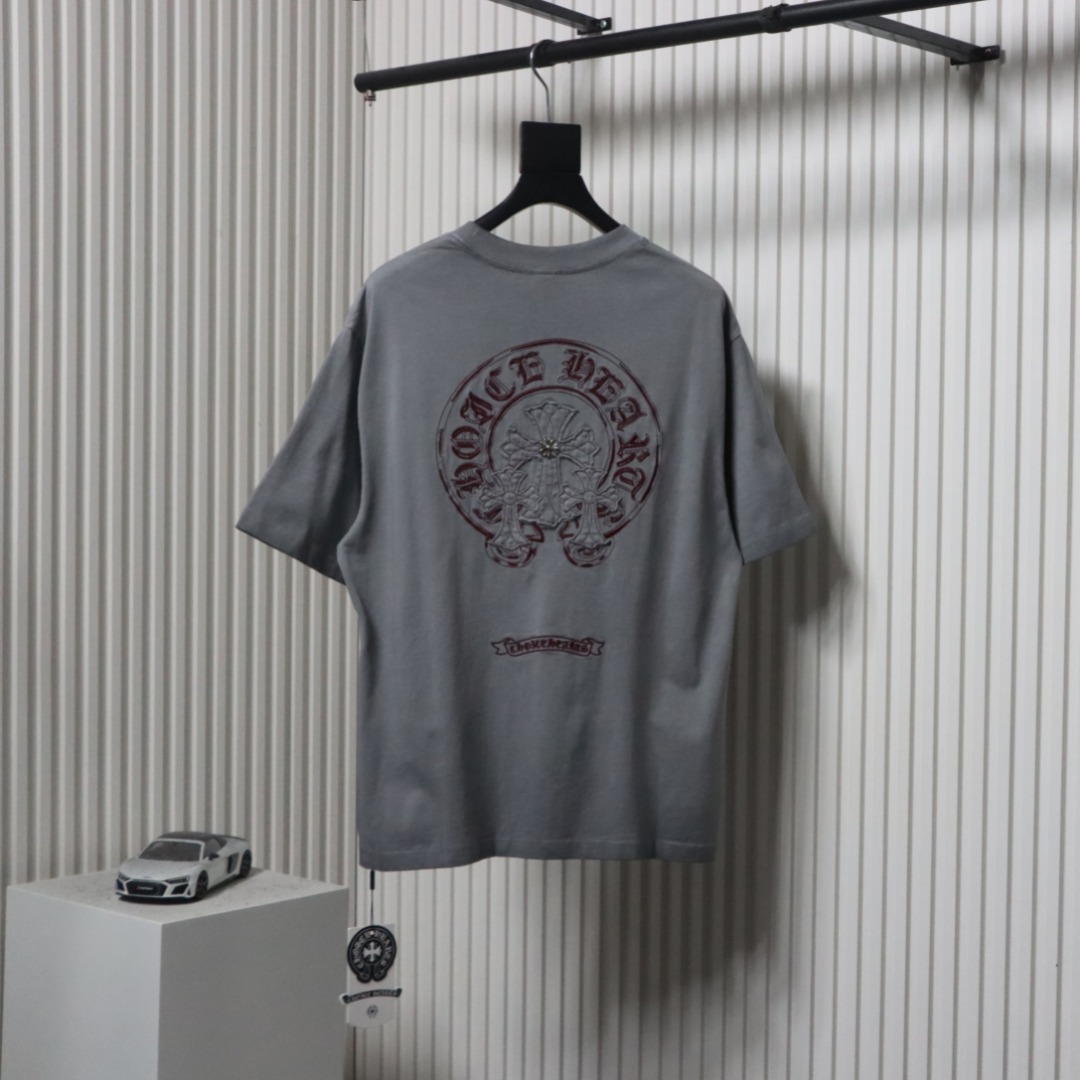 Chrome Hearts Heavy Industry Horseshoe Cross Hardware Old Hardware T-shirt Grey