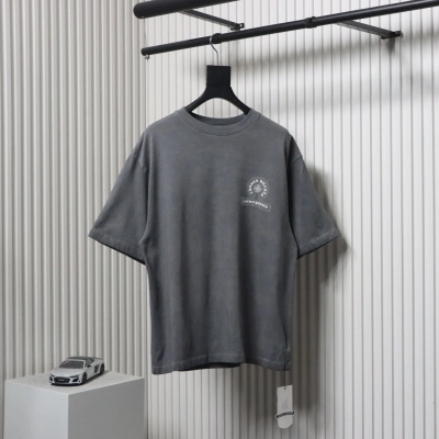 Chrome Hearts Heavy Industry Horseshoe Silicone Ceramic Drill Old T-shirt Grey 01