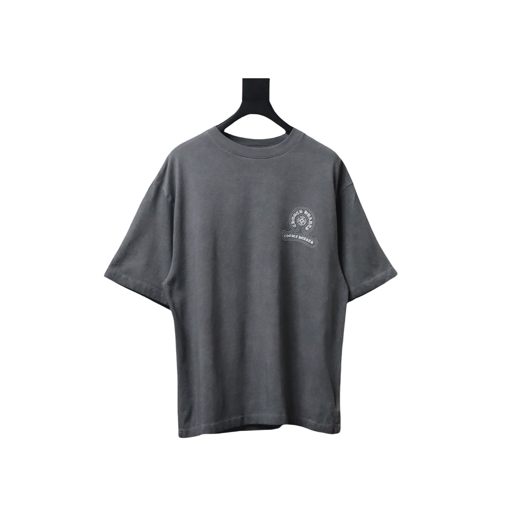 Chrome Hearts Heavy Industry Horseshoe Silicone Ceramic Drill Old T-shirt Grey