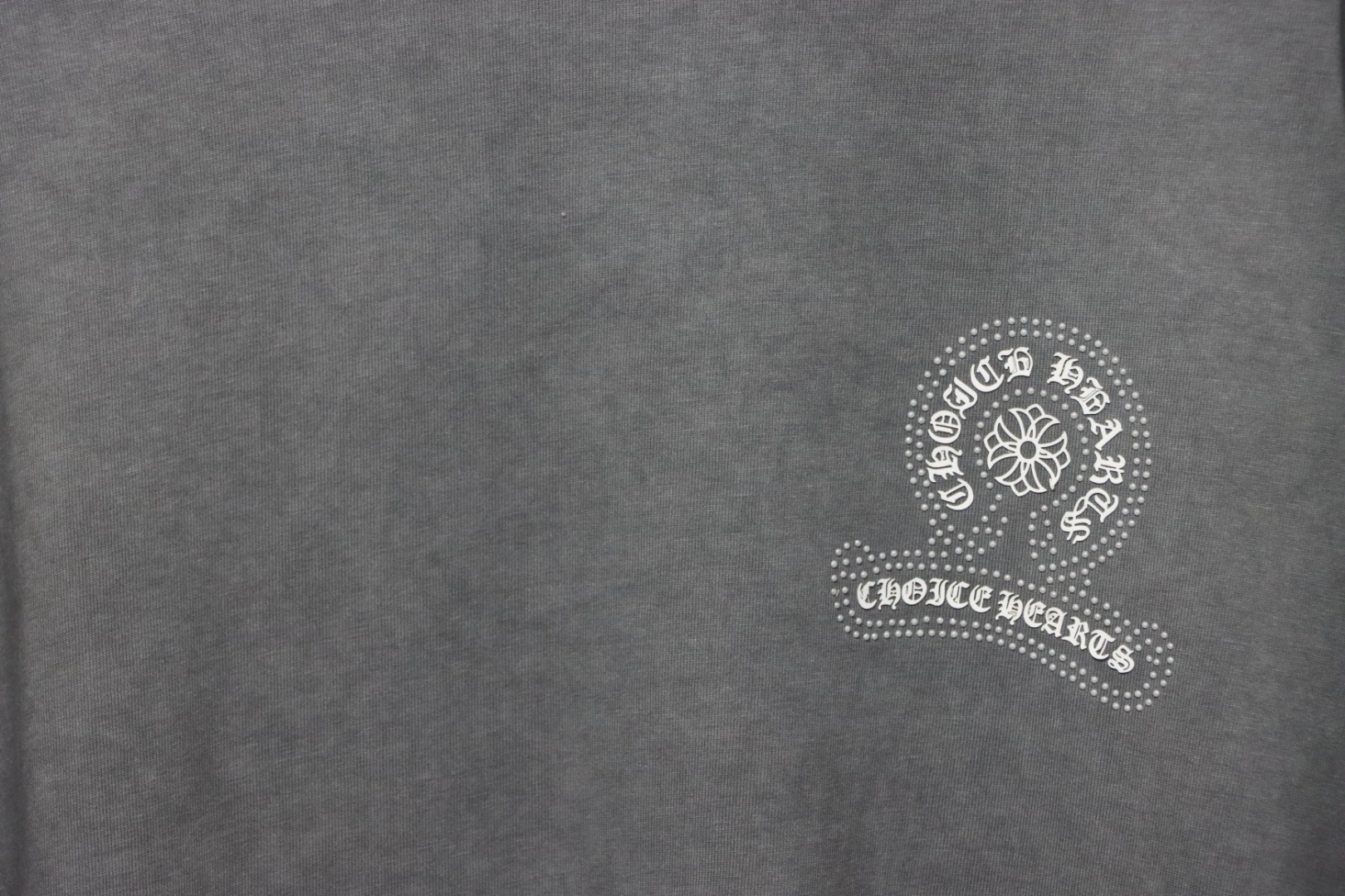 Chrome Hearts Heavy Industry Horseshoe Silicone Ceramic Drill Old T-shirt Grey