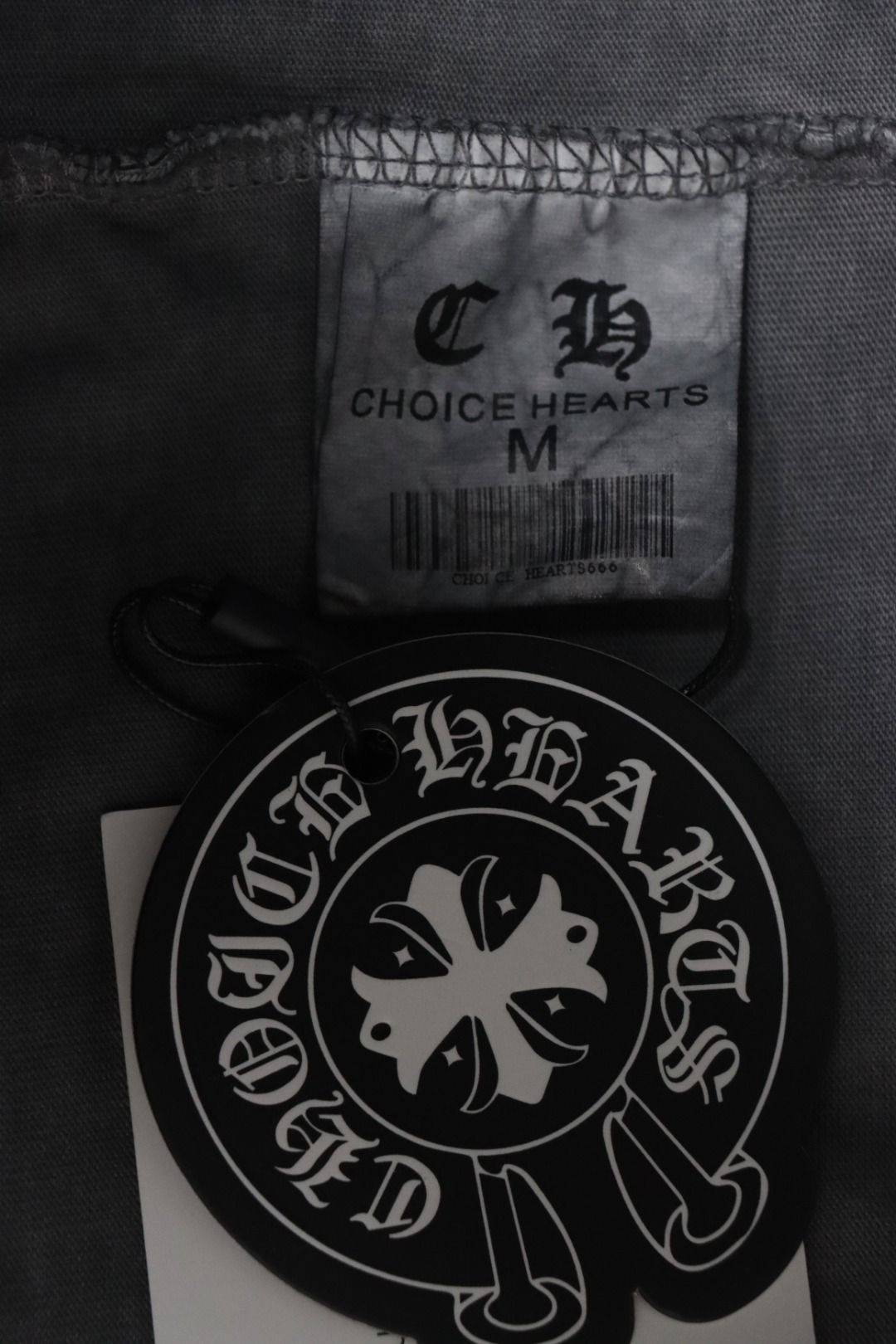 Chrome Hearts Heavy Industry Horseshoe Silicone Ceramic Drill Old T-shirt Grey