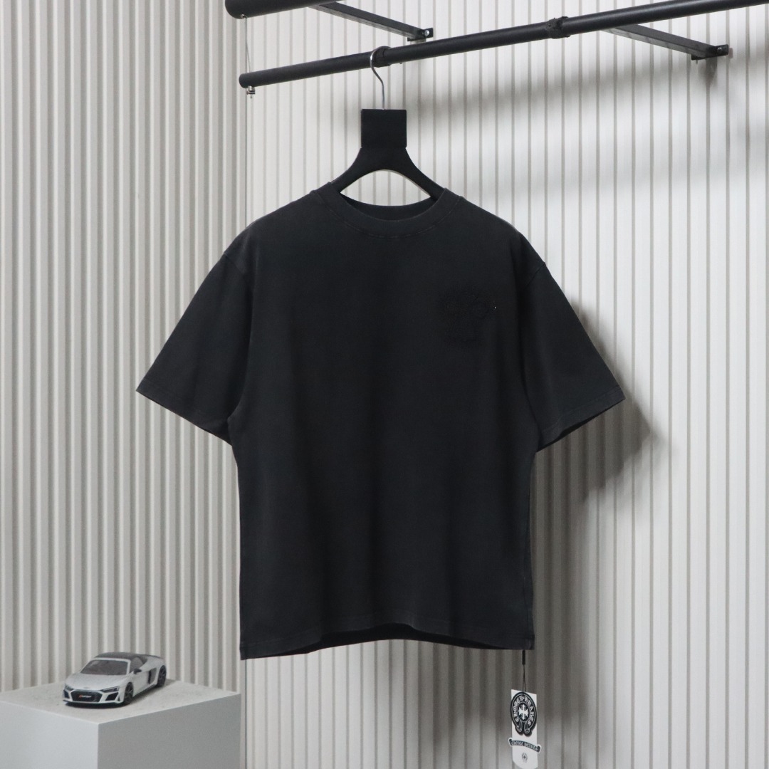 Chrome Hearts Heavy Patch Cross Hot Diamond Distressed T-shirt Black