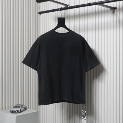 Chrome Hearts Heavy Patch Cross Hot Diamond Distressed T-shirt Black 01