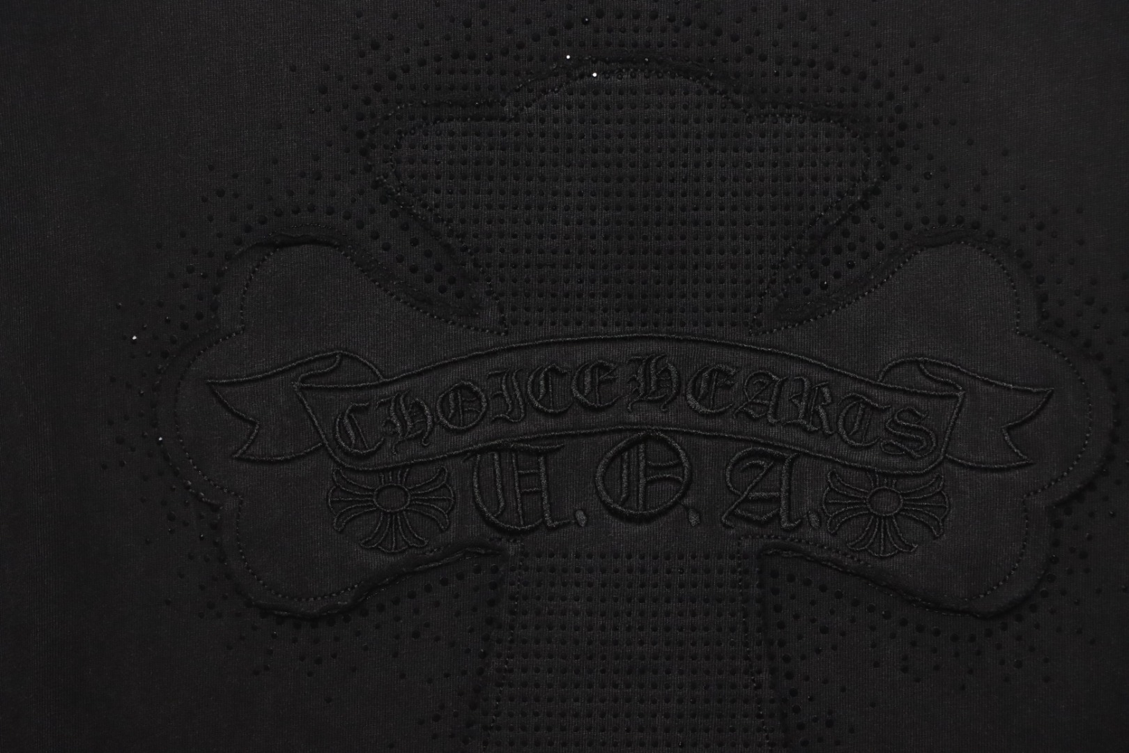 Chrome Hearts Heavy Patch Cross Hot Diamond Distressed T-shirt Black