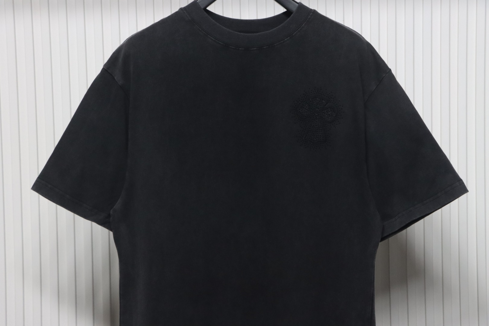 Chrome Hearts Heavy Patch Cross Hot Diamond Distressed T-shirt Black