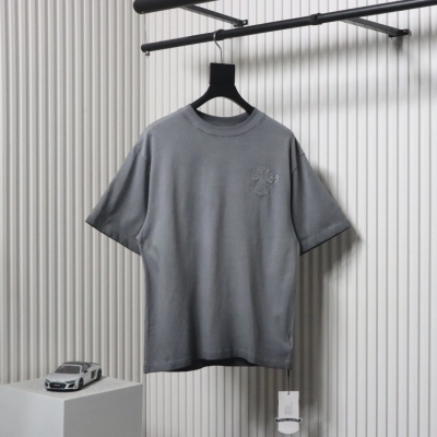 Chrome Hearts Heavy Patch Cross Hot Diamond Distressed T-shirt Grey 01