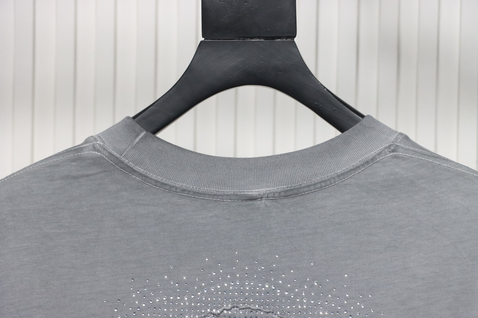 Chrome Hearts Heavy Patch Cross Hot Diamond Distressed T-shirt Grey