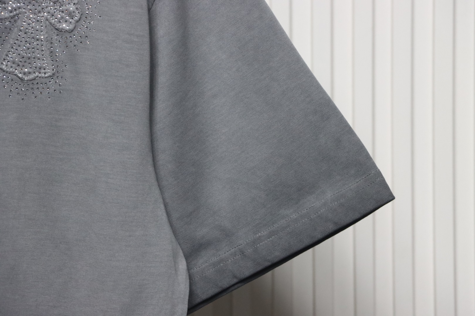 Chrome Hearts Heavy Patch Cross Hot Diamond Distressed T-shirt Grey