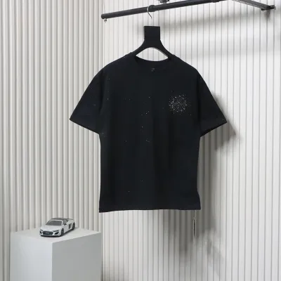 Chrome Hearts Rivets Full Diamond T-shirt Black 01