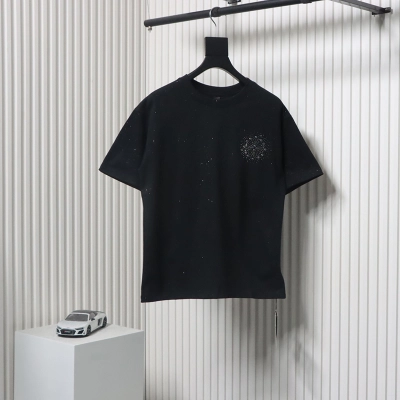 Chrome Hearts Rivets Full Diamond T-shirt Black 01