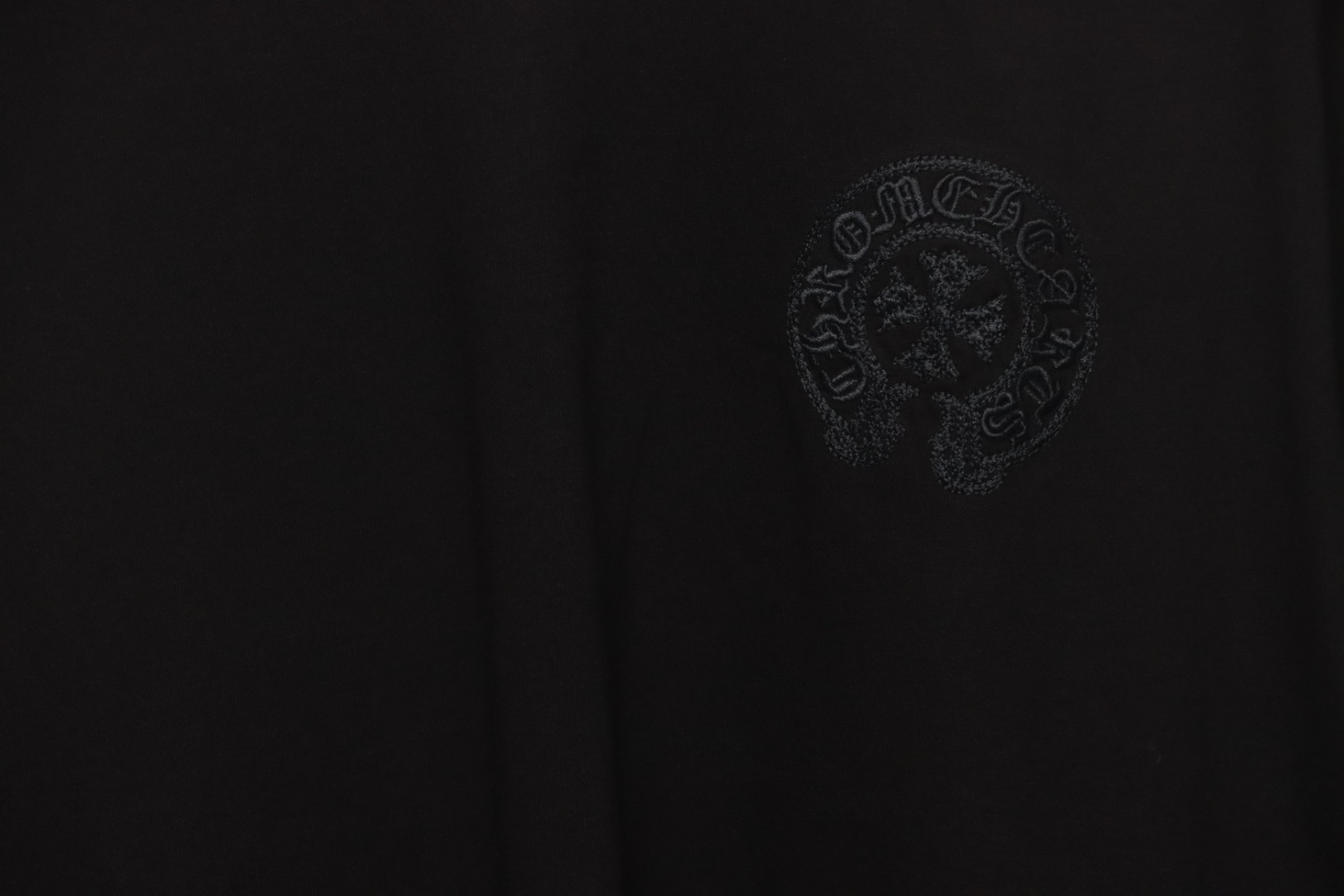 Chrome Hearts Trendy Embroidered Horseshoe Back Patch Overlapping Cross Round Neck T-shirt Black