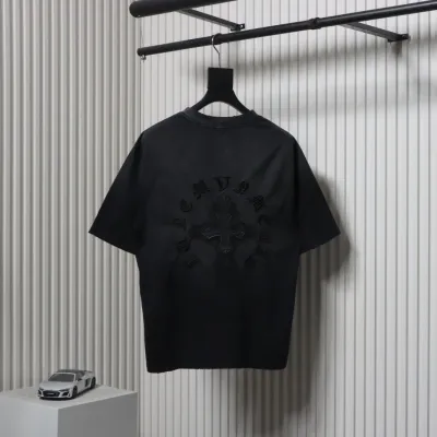 Chrome Hearts 25ss Cross Patch Embroidery Washed Holes T-shirt Black 02