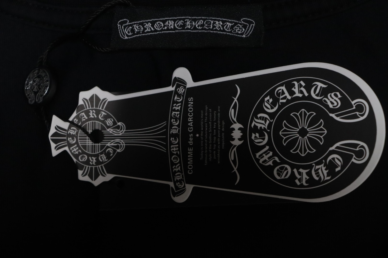 Chrome Hearts 25ss Cross Patch Embroidery Washed Holes T-shirt Black