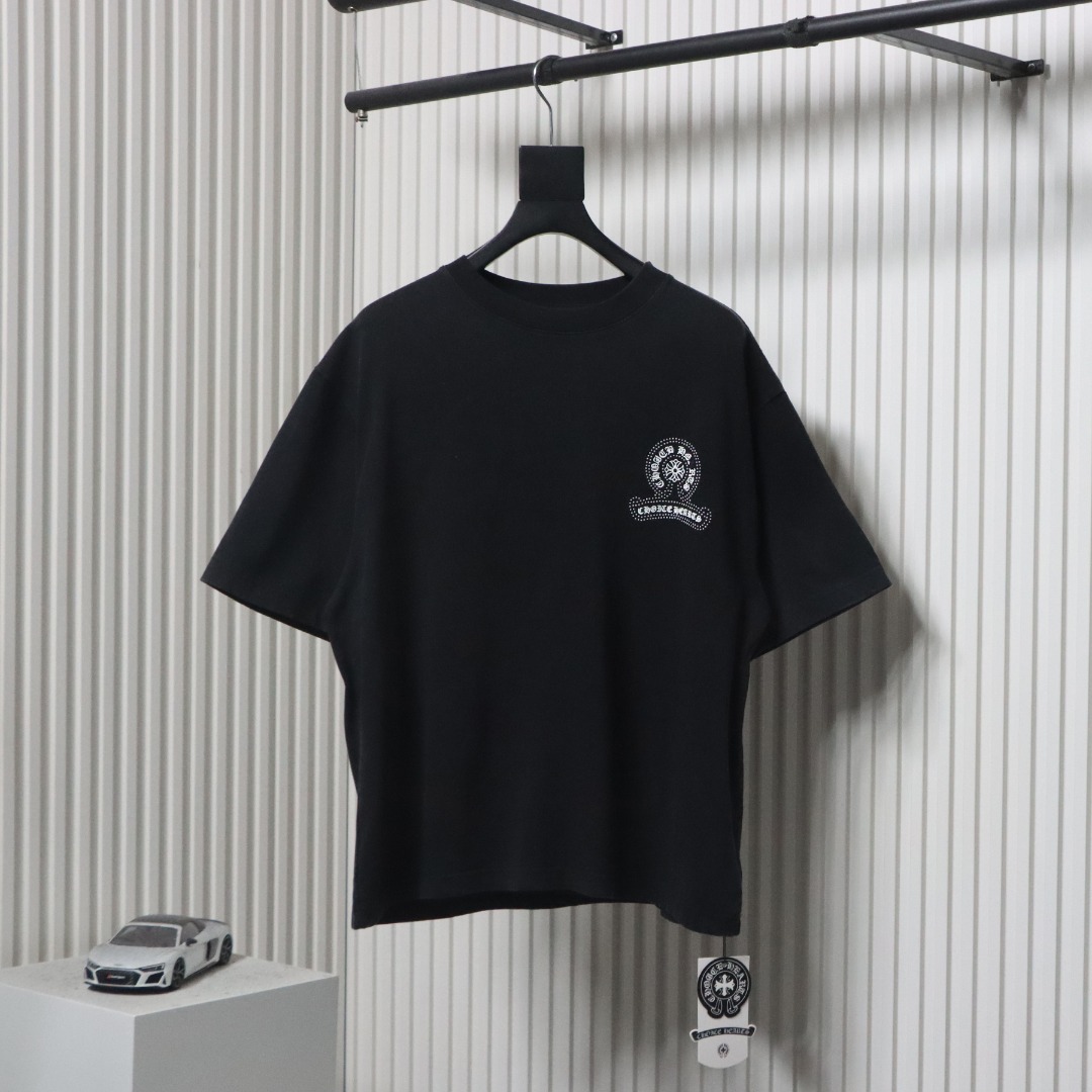 copy of Chrome Hearts Heavy Industry Horseshoe Silicone Ceramic Drill Old T-shirt Grey