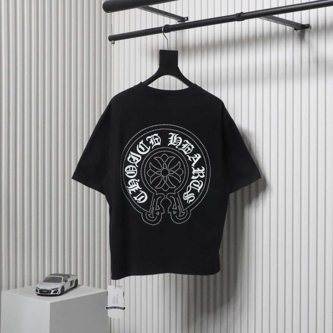 copy of Chrome Hearts Heavy Industry Horseshoe Silicone Ceramic Drill Old T-shirt Grey