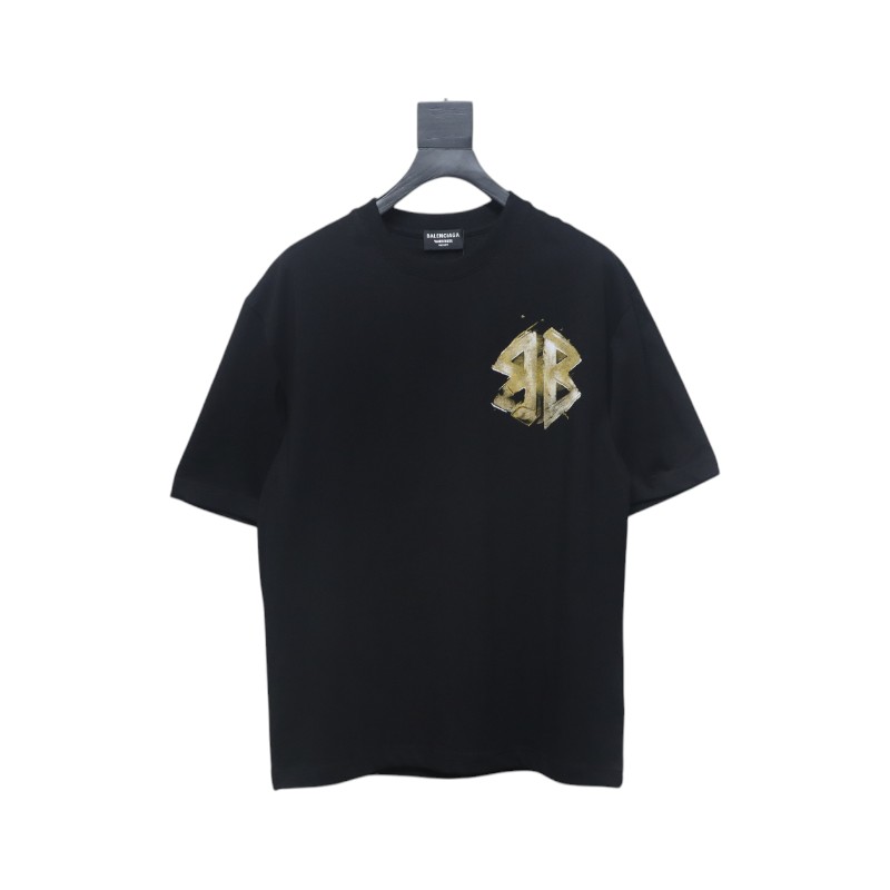 Balenciaga Hand-painted Double B Print T-shirt Black