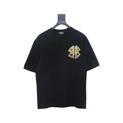 Balenciaga Hand-painted Double B Print T-shirt Black 01