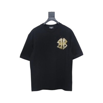 Balenciaga Hand-painted Double B Print T-shirt Black 01