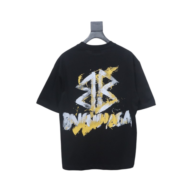 Balenciaga Hand-painted Double B Print T-shirt Black