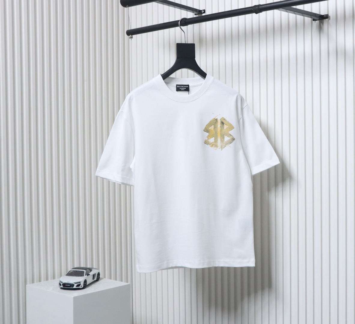 Balenciaga Hand-painted Double B Print T-shirt White