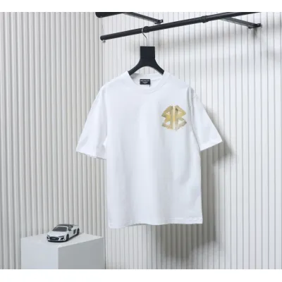 Balenciaga Hand-painted Double B Print T-shirt White 01