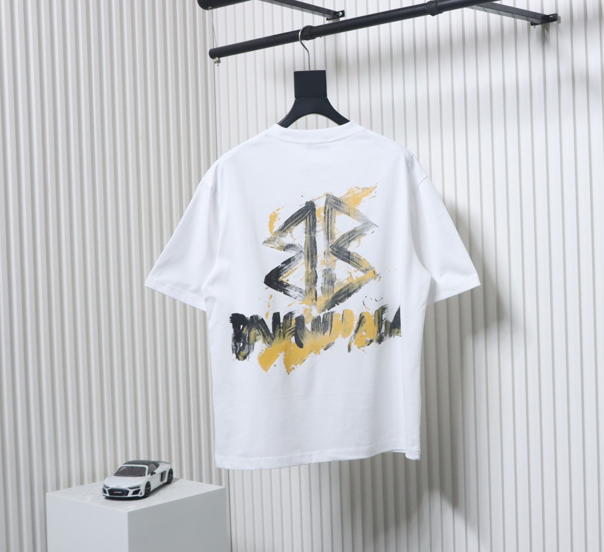 Balenciaga Hand-painted Double B Print T-shirt White