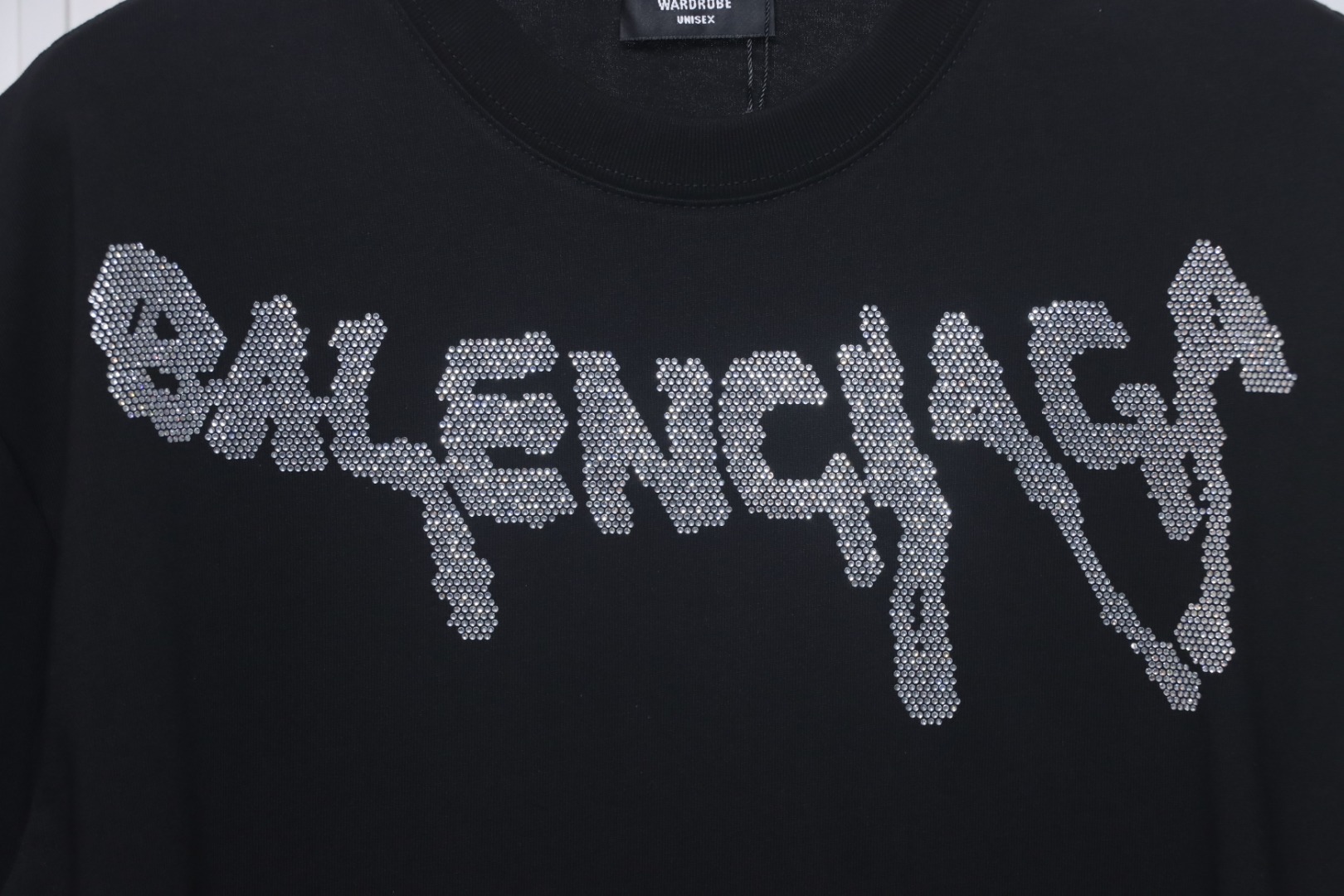 Balenciaga Hot Diamond Letter Print T-shirt Black