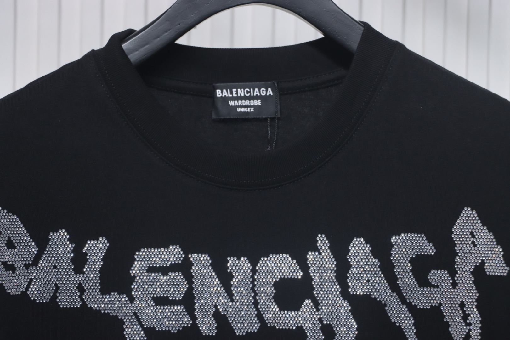Balenciaga Hot Diamond Letter Print T-shirt Black