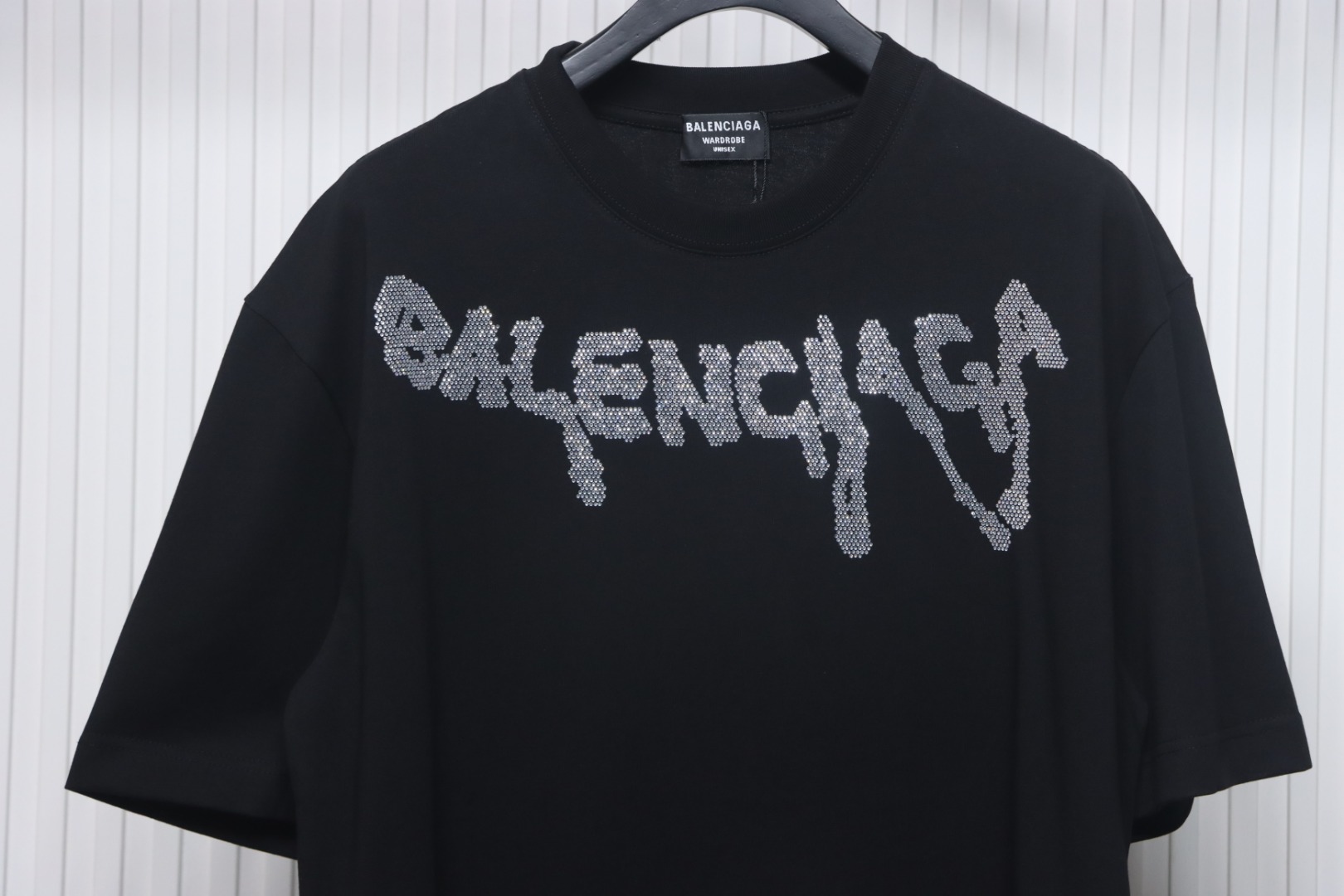 Balenciaga Hot Diamond Letter Print T-shirt Black
