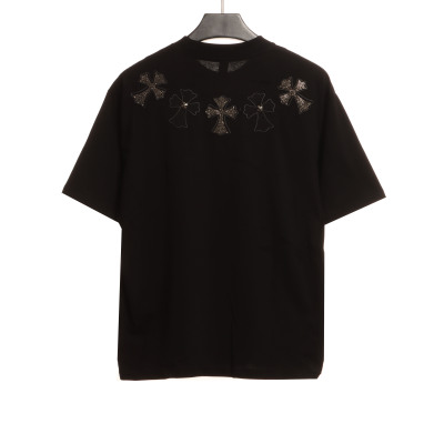 Chrome Heart Neck Cross Diamond T-shirt Black 02