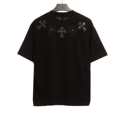 Chrome Heart Neck Cross Diamond T-shirt Black 02