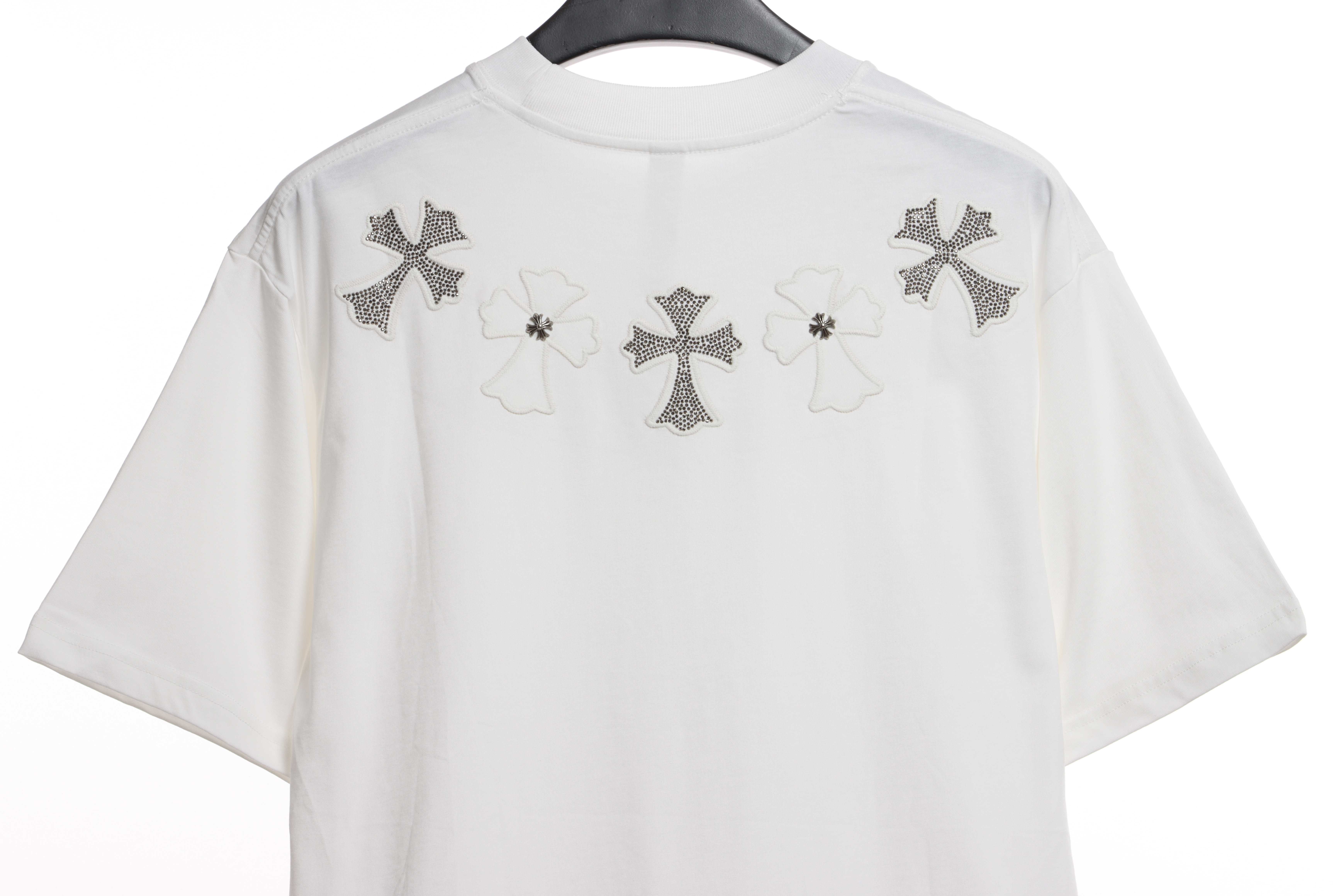 Chrome Heart Neck Cross Diamond T-shirt White