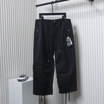 Chrome Hearts 24SS Latest 925 Silver Button Paratrooper Workwear Wide-leg Casual Pants Black 01