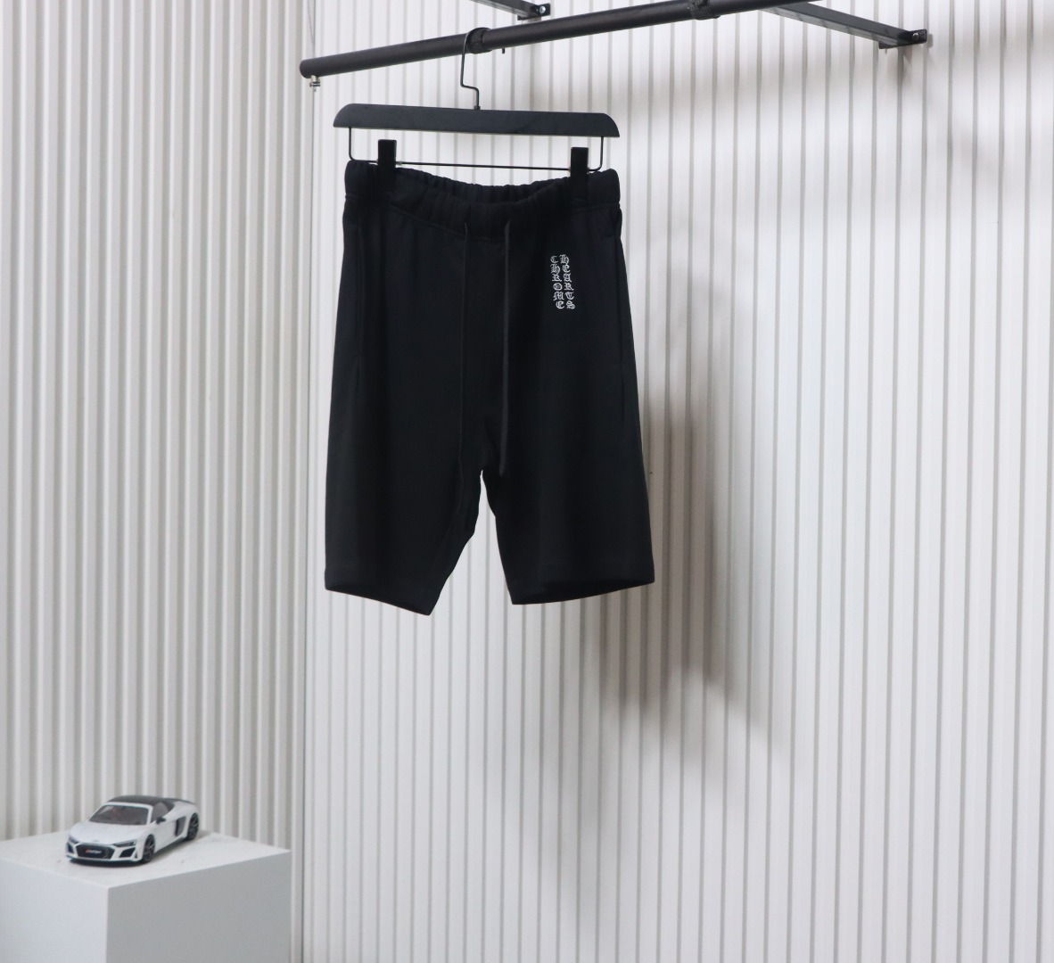 Chrome Hearts 24ss White Sanskrit Letters Embroidered Shorts Black