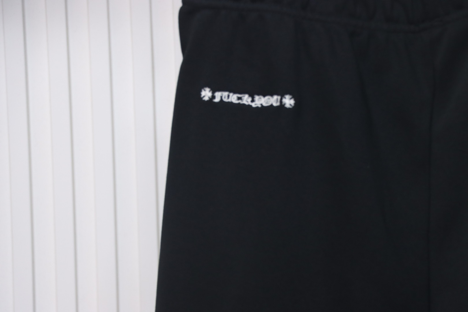 Chrome Hearts 24ss White Sanskrit Letters Embroidered Shorts Black