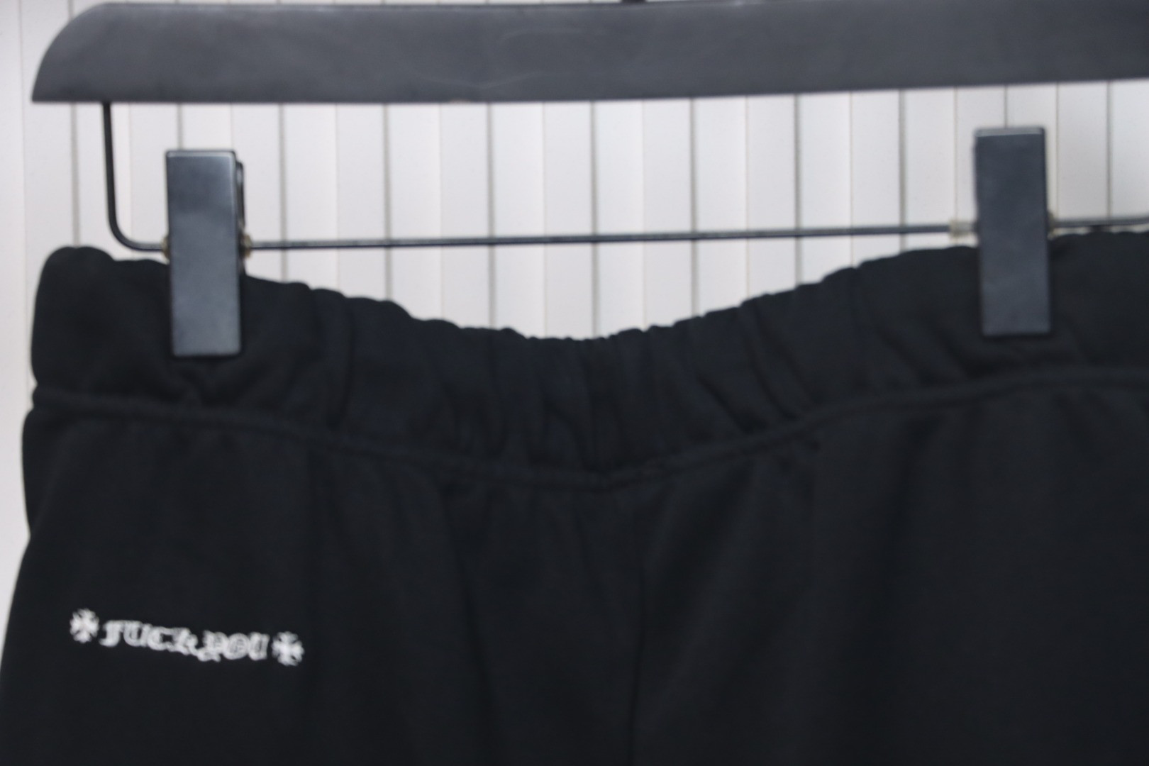 Chrome Hearts 24ss White Sanskrit Letters Embroidered Shorts Black