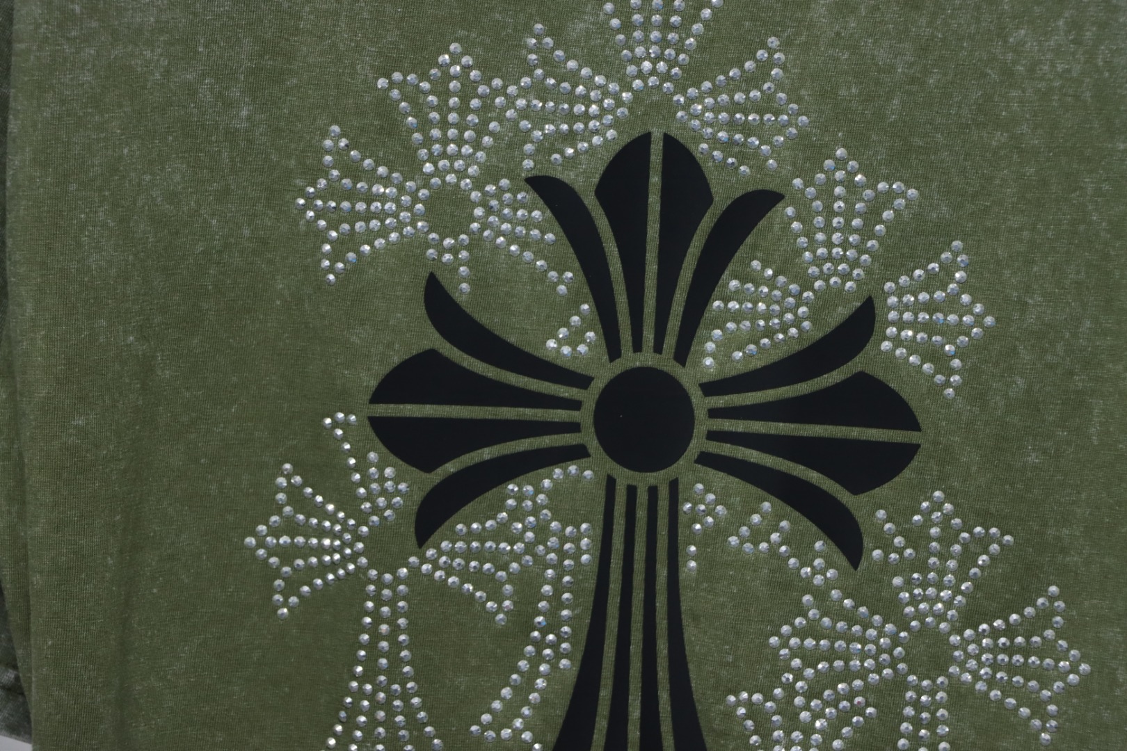 Chrome Hearts 25ss Hot Diamond Cross Water T-shirt Green