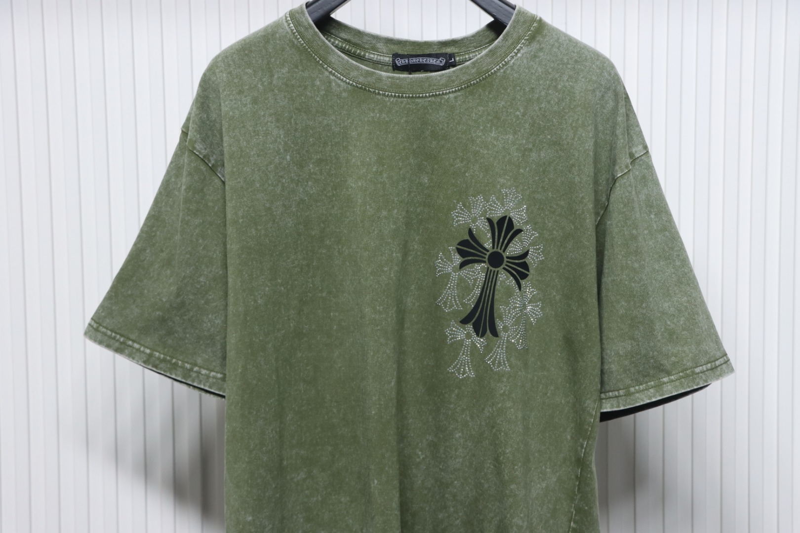 Chrome Hearts 25ss Hot Diamond Cross Water T-shirt Green