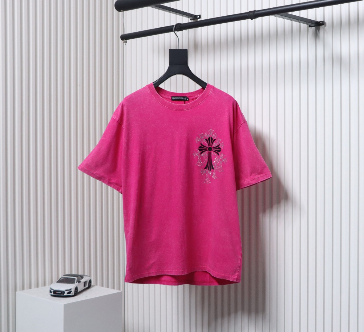Chrome Hearts 25ss Hot Diamond Cross Water T-shirt Rose Red