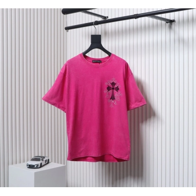 Chrome Hearts 25ss Hot Diamond Cross Water T-shirt Rose Red 01