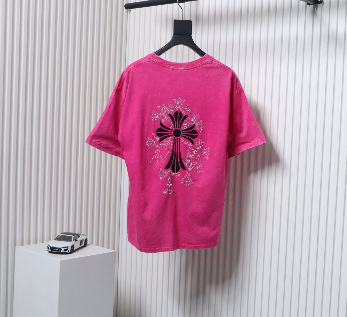 Chrome Hearts 25ss Hot Diamond Cross Water T-shirt Rose Red