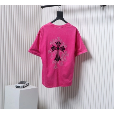 Chrome Hearts 25ss Hot Diamond Cross Water T-shirt Rose Red 02