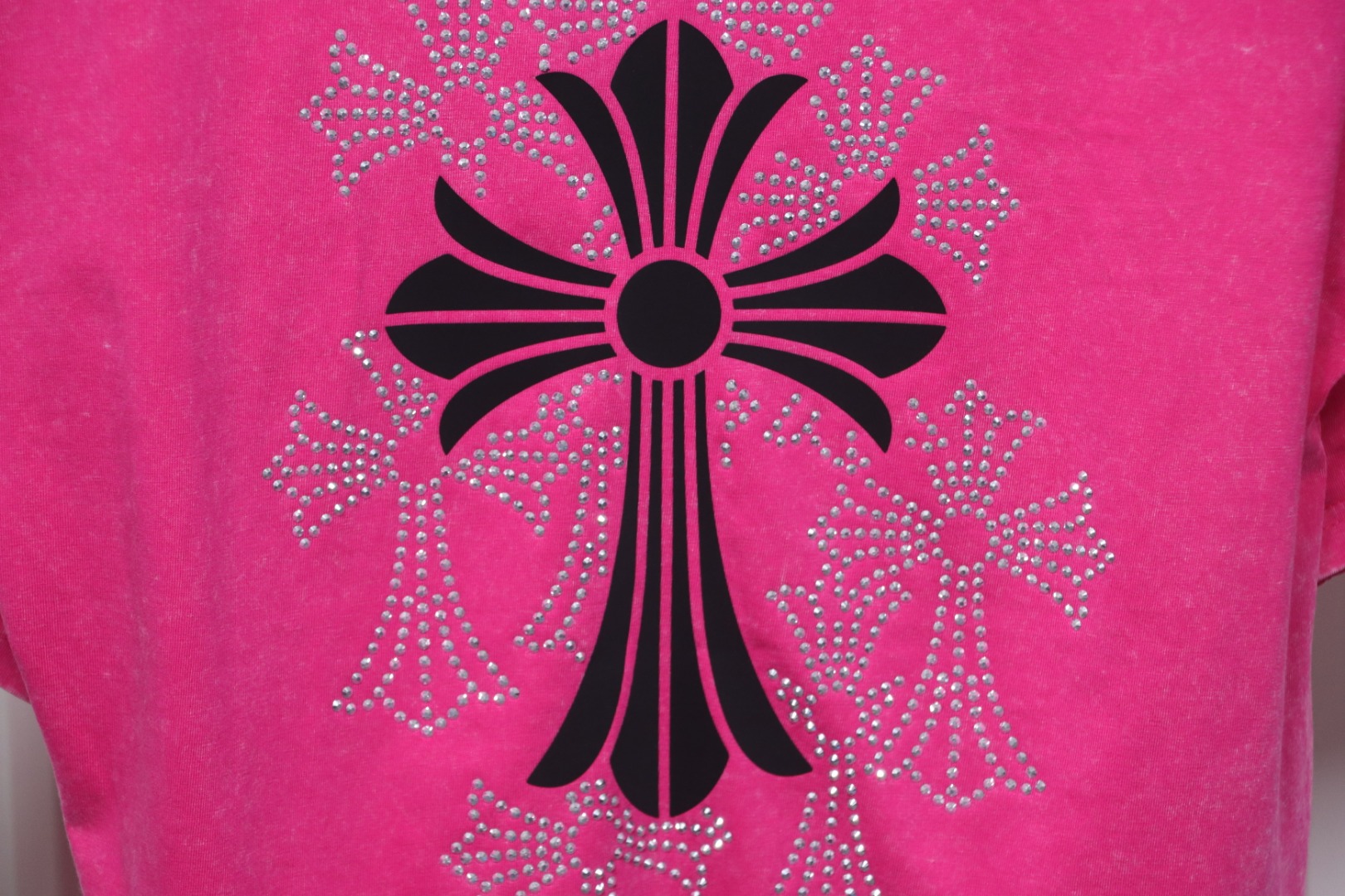 Chrome Hearts 25ss Hot Diamond Cross Water T-shirt Rose Red