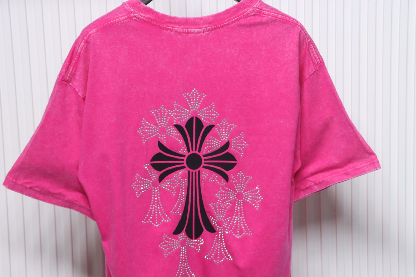Chrome Hearts 25ss Hot Diamond Cross Water T-shirt Rose Red