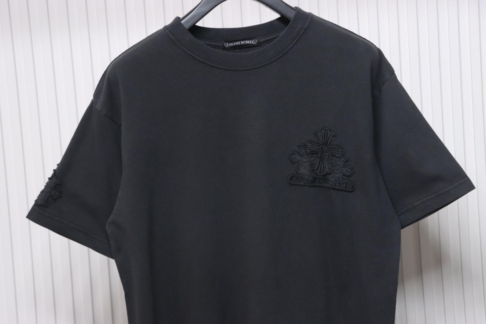 Chrome Hearts 25ss Washed Distressed Patch Logo T-shirt Black