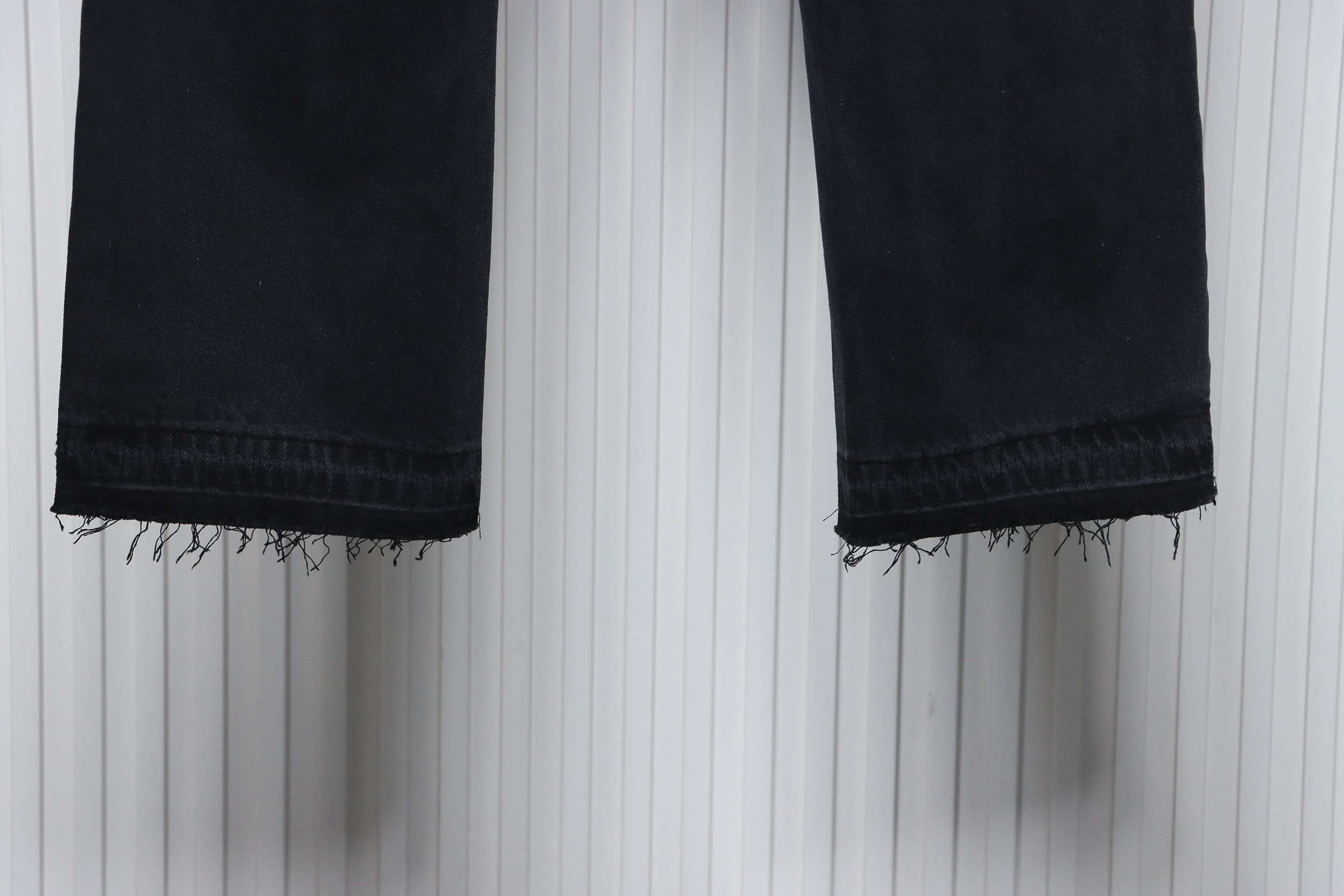 Chrome Hearts Black Leather Cross Denim Pants Black