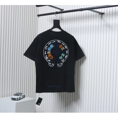 Chrome Hearts Colorful Horseshoe Embroidery T-shirt Black 02