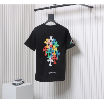 Chrome Hearts Colorful Overlap Cross Print T-shirt Black 02