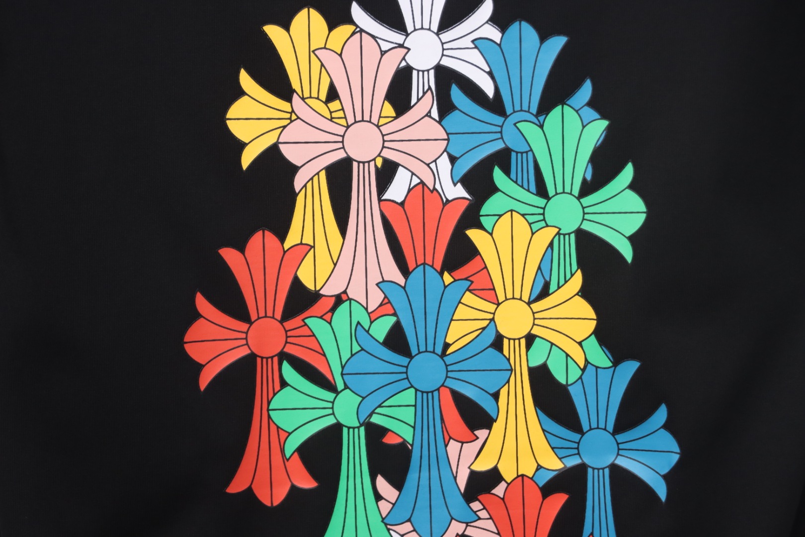 Chrome Hearts Colorful Overlap Cross Print T-shirt Black