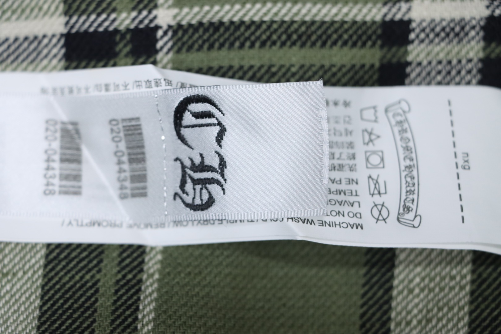 Chrome Hearts Green And White Striped Plaid Stitching Silver Button Cardigan Shirt